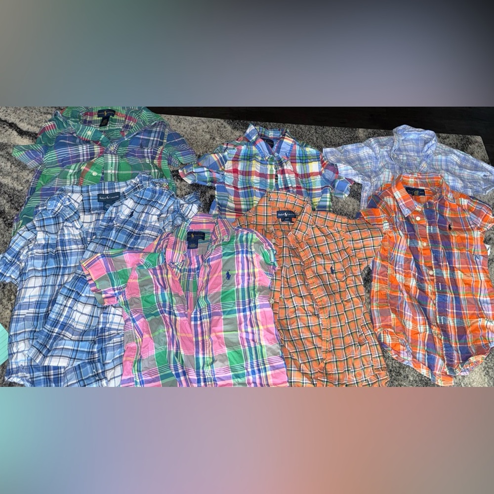 Set of 7 Ralph Lauren Kids Plaid Button Down Shirts - Multicolor